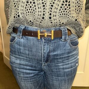 H&M Brown Belt with Gold Buckle